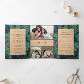 Invitation Trois Volets Rustic Kraft Succulents Photo Collage Mariage (Intérieur)