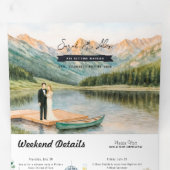Invitation Trois Volets Rustic Lakeside Mountain | Illustrated Wedding (Intérieur en premier)