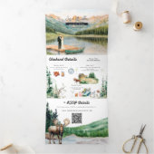 Invitation Trois Volets Rustic Lakeside Mountain | Illustrated Wedding (Intérieur)