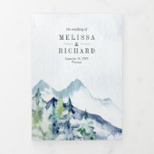 Invitation Trois Volets Rustic Mountain Pine Trees Forêt QR Code Mariage (Page de couverture)