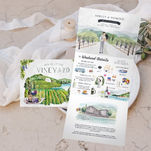 Invitation Trois Volets Rustic Mountain Vineyard | Mariage