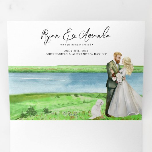 Invitation Trois Volets Rustic River Alexandria Bay Mariage (Intérieur en premier)