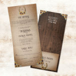 Invitation Trois Volets Rustic Western Horseshoe & Sunflowers Mariage<br><div class="desc">Cette invitation de mariage triplée comprend une carte postale RSVP "intégrée" et une carte de détails mariage dispose d'un arrière - plan burlap avec un fer à cheval et des tournesols. Des variantes de cette conception, différents types de papier (y compris les options budgétaires), ainsi que des produits de coordination...</div>