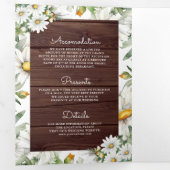 Invitation Trois Volets Rustic Wood Daisies Mason Jar QR Code Wedding (Intérieur en premier)