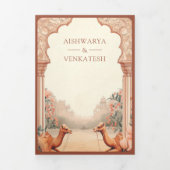 Invitation Trois Volets Rustique Boho Earthy Floral Mariage de chameau ind (Page de couverture)