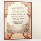 Invitation Trois Volets Rustique Boho Earthy Floral Mariage de chameau ind (Intérieur en premier)