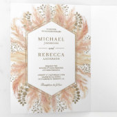 Invitation Trois Volets Rustique Boho Pampas Grass Photo Collage Mariage (Intérieur en premier)