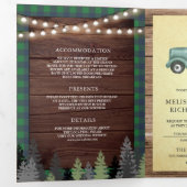Invitation Trois Volets Rustique Bois Vert Noël Camion Mariage (Intérieur en premier)