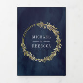 Invitation Trois Volets Rustique Botanique Olive Branche Marine Mariage bl (Page de couverture)