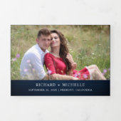 Invitation Trois Volets Rustique Bourgogne Floral Blanc Citrouille Mariage (Page de couverture)