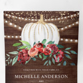 Invitation Trois Volets Rustique Bourgogne Floral Blanc Citrouille Mariage (Intérieur en premier)