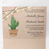 Invitation Trois Volets Rustique Burlap String Lumières Desert Cactus Mari (Intérieur en premier)