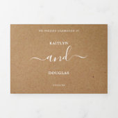 Invitation Trois Volets Rustique Country Kraft Simple Script Mariage Suite (Page de couverture)