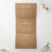 Invitation Trois Volets Rustique Country Kraft Simple Script Mariage Suite (Intérieur)