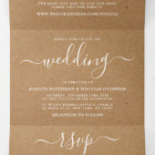 Invitation Trois Volets Rustique Country Kraft Simple Script Mariage Suite (Intérieur au milieu)