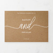 Invitation Trois Volets Rustique Country Kraft Simple Script Mariage Suite (Page de couverture)