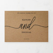 Invitation Trois Volets Rustique Country Kraft Simple Script Mariage Suite (Page de couverture)