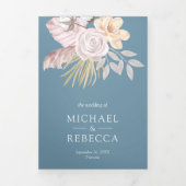 Invitation Trois Volets Rustique Dusty Rose rose Floral QR Code Mariage (Page de couverture)