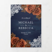 Invitation Trois Volets Rustique Earthy Dusty Rose Mariage de marine (Page de couverture)