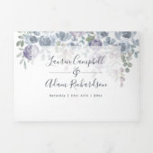 Invitation Trois Volets Rustique Eucalyptus Floral Dusty Mariage bleu (Page de couverture)