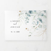 Invitation Trois Volets Rustique Eucalyptus Gold Floral (Page de couverture)