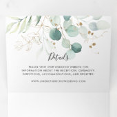 Invitation Trois Volets Rustique Eucalyptus Gold Floral (Intérieur en premier)