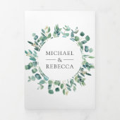 Invitation Trois Volets Rustique Eucalyptus photo tout en un QR Code Maria (Page de couverture)