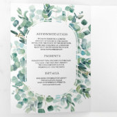 Invitation Trois Volets Rustique Eucalyptus photo tout en un QR Code Maria (Intérieur en premier)