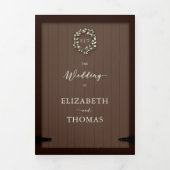 Invitation Trois Volets Rustique Grange Bois Eucalyptus Crest Mariage offi (Page de couverture)