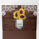 Invitation Trois Volets Rustique Grange Bois Sunflowers Mason Jar Mariage  (Intérieur en premier)