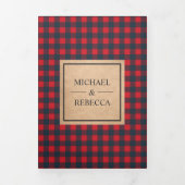 Invitation Trois Volets Rustique Kraft Red Buffalo Plaid Mountain Mariage (Page de couverture)