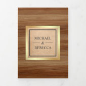 Invitation Trois Volets Rustique Kraft Wood Fairytale Castle Mariage Photo (Page de couverture)