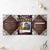 Invitation Trois Volets Rustique Pays dentelle Mariage (Intérieur)