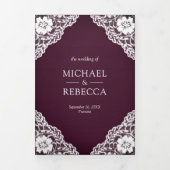 Invitation Trois Volets Rustique Plum violet dentelle de bois Lights Maria (Page de couverture)