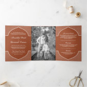 Invitation Trois Volets Rustique Terracotta Ethnic Indian Arch Mariage Pho (Intérieur)