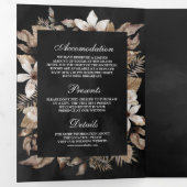 Invitation Trois Volets Rustique Tropical Séché Palm Feuille Mariage noir (Intérieur en premier)