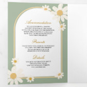 Invitation Trois Volets Sage Green Cream Jaune Daisée Tout en un Mariage (Intérieur en premier)