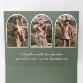 Invitation Trois Volets Sage Green Minimal Arch Photo QR code Wedding (Intérieur en premier)