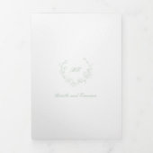Invitation Trois Volets Sage Green Wreath Monogramme QR Code Mariage éléga (Page de couverture)
