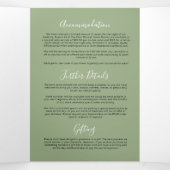 Invitation Trois Volets Sage texte vert et blanc petit coeur mariage (Intérieur au milieu)