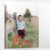 Invitation Trois Volets Script de calligraphie rouge gras Carte photo de v (Intérieur en premier)