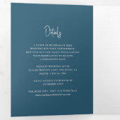 Invitation Trois Volets Script manuscrit bleu moderne Mariage élégant (Intérieur en premier)