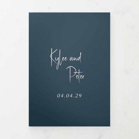 Invitation Trois Volets Script manuscrit Gris moderne Élégant Mariage (Page de couverture)