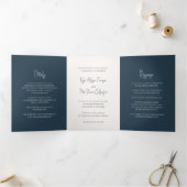 Invitation Trois Volets Script manuscrit Gris moderne Élégant Mariage (Intérieur)
