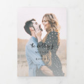 Invitation Trois Volets Script moderne Photos Mariage tout en un (Page de couverture)