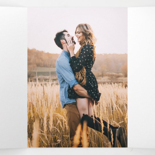 Invitation Trois Volets Script moderne Photos Mariage tout en un (Intérieur au milieu)