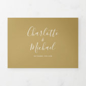 Invitation Trois Volets Signature Script Elegant Monogram Gold Mariage (Page de couverture)