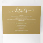 Invitation Trois Volets Signature Script Elegant Monogram Gold Mariage (Intérieur en premier)
