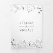 Invitation Trois Volets Silver Fairytale Castle Princess Carriage Mariage (Page de couverture)