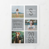 Invitation Trois Volets Silver Grey 5-Photo Fun Boxes Graduation (Page de couverture)